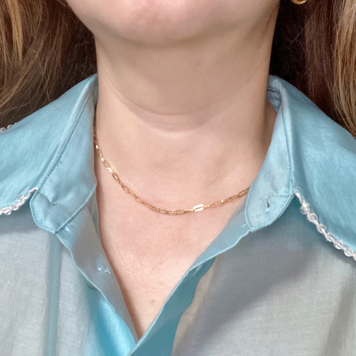 Clareta 0.5 cm paper clip necklace